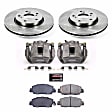 KCOE6515A 2-Wheel Set Front Brake Kit With Calipers, Plain Surface 5 Lugs 292.8 mm Natural Caliper, Ceramic, Z17 OE Replacement, Includes (1) Brake Disc and Pad Kit and (2) Brake Caliper