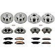 KCOE6560 2-Wheel Set Front and Rear Brake Kit With Calipers, Plain Surface 6 Lugs 330 mm Natural Caliper, Ceramic, Z17 OE Replacement, Includes (2) Brake Disc and Pad Kit and (4) Brake Caliper