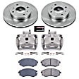KCOE656A 2-Wheel Set Front Brake Kit With Calipers, Plain Surface 4 Lugs 257 mm Natural Caliper, Ceramic, Z17 OE Replacement, Includes (1) Brake Disc and Pad Kit and (2) Brake Caliper