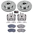 KCOE656A 2-Wheel Set Front Brake Kit With Calipers, Plain Surface 4 Lugs 257 mm Natural Caliper, Ceramic, Z17 OE Replacement, Includes (1) Brake Disc and Pad Kit and (2) Brake Caliper