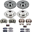 KCOE6762 4-Wheel Set Front and Rear Brake Kit With Calipers, Plain Surface 5 Lugs 274 mm Natural, Ceramic, Z17 OE Replacement, Includes (2) Brake Disc and Pad Kits; (4) Brake Calipers