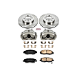 KCOE690A 2-Wheel Set Front Brake Kit With Calipers, Plain Surface 4 Lugs 262 mm Natural Caliper, Ceramic, Z17 OE Replacement, Includes (1) Brake Disc and Pad Kit and (2) Brake Caliper