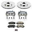 KCOE6944 2-Wheel Set Front Brake Kit With Calipers, Plain Surface 5 Lugs 319.8 mm Natural Caliper, Ceramic, Z17 OE Replacement, Includes (2) Brake Caliper and (1) Brake Disc and Pad Kit