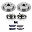 KCOE6977 2-Wheel Set Rear Brake Kit With Calipers, Plain Surface 5 Lugs 285.7 mm Natural Caliper, Ceramic, Z17 OE Replacement, Includes (1) Brake Disc and Pad Kit and (2) Brake Caliper