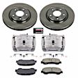 KCOE7036 2-Wheel Set Front Brake Kit With Calipers, Plain Surface 5 Lugs Natural Caliper, Ceramic, Z17 OE Replacement, Includes (1) Brake Disc and Pad Kit and (2) Brake Caliper