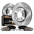KCOE7036 2-Wheel Set Front Brake Kit With Calipers, Plain Surface 5 Lugs Natural Caliper, Ceramic, Z17 OE Replacement, Includes (1) Brake Disc and Pad Kit and (2) Brake Caliper