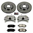 KCOE7215 2-Wheel Set Front Brake Kit With Calipers, Plain Surface 5 Lugs 295.8 mm Natural Caliper, Ceramic, Z17 OE Replacement, Includes (1) Brake Disc and Pad Kit and (2) Brake Caliper