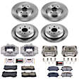 KCOE7228 2-Wheel Set Front and Rear Brake Kit With Calipers, Plain Surface 6 Lugs 310 mm Natural Caliper, Ceramic, Z17 OE Replacement, Includes (2) Brake Disc and Pad Kit and (4) Brake Caliper