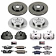 KCOE7233 2-Wheel Set Front and Rear Brake Kit With Calipers, Plain Surface 5 Lugs 271 mm Natural Caliper, Ceramic, Z17 OE Replacement, Includes (2) Brake Disc and Pad Kit and (4) Brake Caliper