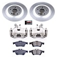 KCOE7320 2-Wheel Set Rear Brake Kit With Calipers, Plain Surface 5 Lugs Natural Caliper, Ceramic, Z17 OE Replacement, Includes (1) Brake Disc and Pad Kit and (2) Brake Caliper