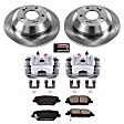 KCOE7507 2-Wheel Set Rear Brake Kit With Calipers, Plain Surface 5 Lugs 302.1 mm Natural Caliper, Ceramic, Z17 OE Replacement, Includes (1) Brake Disc and Pad Kit and (2) Brake Caliper