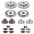 KCOE7635 2-Wheel Set Front and Rear Brake Kit With Calipers, Plain Surface 5 Lugs 278 mm Natural Caliper, Ceramic, Z17 OE Replacement, Includes (2) Brake Disc and Pad Kit and (4) Brake Caliper