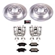 KCOE7721 2-Wheel Set Rear Brake Kit With Calipers, Plain Surface 5 Lugs 288.2 mm Natural Caliper, Ceramic, Z17 OE Replacement, Includes (2) Brake Caliper and (1) Brake Disc and Pad Kit