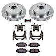 KCOE8021 2-Wheel Set Rear Brake Kit With Calipers, Plain Surface 5 Lugs 308 mm Natural Caliper, Ceramic, Z17 OE Replacement, Includes (1) Brake Disc and Pad Kit and (2) Brake Caliper