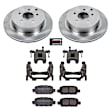 KCOE8021 2-Wheel Set Rear Brake Kit With Calipers, Plain Surface 5 Lugs 308 mm Natural Caliper, Ceramic, Z17 OE Replacement, Includes (1) Brake Disc and Pad Kit and (2) Brake Caliper