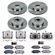 KCOE8268 2-Wheel Set Front and Rear Brake Kit With Calipers, Plain Surface 5 Lugs 291.9 mm Natural Caliper, Ceramic, Z17 OE Replacement, Includes (2) Brake Disc and Pad Kit and (4) Brake Caliper