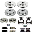 KCOE8347 2-Wheel Set Front and Rear Brake Kit With Calipers, Plain Surface 5 Lugs 308 mm Natural Caliper, Ceramic, Z17 OE Replacement, Includes (2) Brake Disc and Pad Kit and (4) Brake Caliper