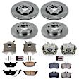 KCOE840B 2-Wheel Set Front and Rear Brake Kit With Calipers, Plain Surface 5 Lugs 232 mm Natural Caliper, Ceramic, Z17 OE Replacement, Includes (2) Brake Disc and Pad Kit and (4) Brake Caliper