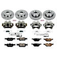 KCOE871 2-Wheel Set Front and Rear Brake Kit With Calipers, Plain Surface 5 Lugs 294 mm Natural Caliper, Ceramic, Z17 OE Replacement, Includes (2) Brake Disc and Pad Kit and (4) Brake Caliper
