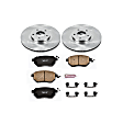 KOE091 Front Brake Disc and Pad Kit, Natural Finish, Plain Surface, 5 Lugs, 319 mm, Ceramic, OE Replacement
