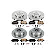 4-Wheel Set Power Stop&reg; KOE1060 Front and Rear OE Stock Replacement Low-Dust Ceramic Brake Pad and Rotor Kit
