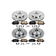 4-Wheel Set Power Stop&reg; KOE1063 Front and Rear OE Stock Replacement Low-Dust Ceramic Brake Pad and Rotor Kit