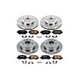 KOE1065 4-Wheel Set Front and Rear OE Stock Replacement Low-Dust Ceramic Brake Pad and Rotor Kit, Models Manufactured In USA