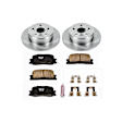 KOE1069 Rear Brake Disc and Pad Kit, Natural Finish, Plain Surface, 5 Lugs, 288 mm, Ceramic, FWD, Z17 OE Replacement