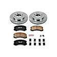 KOE1092 Front Brake Disc and Pad Kit, Natural Finish, Plain Surface, 4 Lugs, 256 mm, Ceramic, Z17 OE Replacement