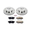 KOE1151 Front Brake Disc and Pad Kit, Natural Finish, Plain Surface, 4 Lugs, 255 mm, Ceramic, OE Replacement