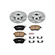 KOE116 Front Brake Disc and Pad Kit, Natural Finish, Plain Surface, 5 Lugs, 319.5 mm, Ceramic, OE Replacement