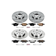 4-Wheel Set Power Stop&reg; KOE122 Front and Rear OE Stock Replacement Low-Dust Ceramic Brake Pad and Rotor Kit
