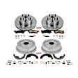 KOE15022DK 4-Wheel Set Front and Rear Brake Disc And Drum Kit, Plain Surface 5 Lugs 241.3 mm, Z17 OE Replacement, Includes (1) Brake Drum and Shoe Kit and (1) Brake Disc and Pad Kit