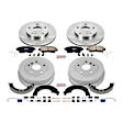 2000 Toyota Camry - 4-Wheel Set Front and Rear Brake Disc And Drum Kit, Plain Surface, 5 Lugs, 228.6 mm, 255mm Front Rotor, OE Replacement Includes (1) Brake Disc and Pad Kit and (1) Brake Drum and Shoe Kit