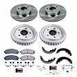 KOE15150DK 4-Wheel Set Front and Rear Brake Disc And Drum Kit, Plain Surface 5 Lugs 304 mm, 4WD Z17 OE Replacement, Includes (1) Brake Drum and Shoe Kit and (1) Brake Disc and Pad Kit