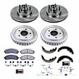 KOE15154DK 4-Wheel Set Front and Rear Brake Disc And Drum Kit, Plain Surface 5 Lugs 286.7 mm, RWD Z17 OE Replacement, Includes (1) Brake Drum and Shoe Kit and (1) Brake Disc and Pad Kit