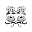 KOE15161DK 4-Wheel Set Front and Rear Brake Disc And Drum Kit, Plain Surface 5 Lugs 225 mm, Z17 OE Replacement, Includes (1) Brake Drum and Shoe Kit and (1) Brake Disc and Pad Kit