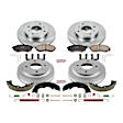 KOE15217DK 4-Wheel Set Front and Rear OE Stock Replacement Low-Dust Ceramic Brake Pad, Rotors with Drum + Shoe Kit