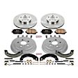 KOE15227DK 4-Wheel Set Front and Rear Brake Disc And Drum Kit, Plain Surface 5 Lugs 200 mm, Z17 OE Replacement, Includes (1) Brake Drum and Shoe Kit and (1) Brake Disc and Pad Kit