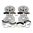 KOE15237DK 4-Wheel Set Front and Rear Brake Disc And Drum Kit, Plain Surface 6 Lugs 295 mm, Z17 OE Replacement, Includes (1) Brake Drum and Shoe Kit and (1) Brake Disc and Pad Kit
