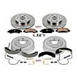 KOE15238DK 4-Wheel Set Front and Rear Brake Disc And Drum Kit, Plain Surface 6 Lugs 295 mm, Z17 OE Replacement, Includes (1) Brake Drum and Shoe Kit and (1) Brake Disc and Pad Kit
