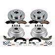 KOE15254DK Front and Rear OE Stock Replacement Low-Dust Ceramic Brake Pad, Rotors with Drum + Shoe Kit