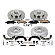 KOE15263DK 4-Wheel Set Front and Rear Brake Disc And Drum Kit, Plain Surface 6 Lugs 295 mm, OE Replacement, Includes (1) Brake Drum and Shoe Kit and (1) Brake Disc and Pad Kit