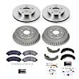 2003 Chevrolet S10 - 4-Wheel Set Front and Rear Brake Disc And Drum Kit, Plain Surface, 5 Lugs, 241.3 mm, 4WD, With Rear Drum Brake, Z17 OE Replacement Includes (1) Brake Drum and Shoe Kit and (1) Brake Disc and Pad Kit