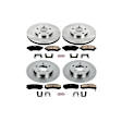 4-Wheel Set Power Stop&reg; KOE1543 Front and Rear OE Stock Replacement Low-Dust Ceramic Brake Pad and Rotor Kit
