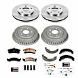 KOE15440DK Front and Rear Brake Disc and Pad Kit, Natural Finish, Plain Surface, 5 Lugs, 277.88 mm, Ceramic, Z17 OE Replacement