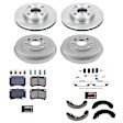 KOE15442DK 4-Wheel Set Front and Rear Brake Disc and Pad Kit, Plain Surface 4 Lugs 235 mm Ceramic Z17 OE Replacement, Includes (1) Brake Drum and Shoe Kit and (1) Brake Disc and Pad Kit