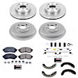 KOE15443DK 4-Wheel Set Front and Rear Brake Disc and Pad Kit, Plain Surface 4 Lugs 235 mm Ceramic Z17 OE Replacement, Includes (1) Brake Drum and Shoe Kit and (1) Brake Disc and Pad Kit
