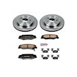 KOE1563 Rear Brake Disc and Pad Kit, Natural Finish, Plain Surface, 5 Lugs, 305 mm, Ceramic, Z17 OE Replacement