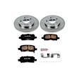 KOE1602 Rear Brake Disc and Pad Kit, Natural Finish, Plain Surface, 5 Lugs, 270 mm, Ceramic, Z17 OE Replacement